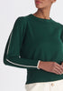 Paisie Contrast Colour Edge Knitted Top in Dark Green Close Up
